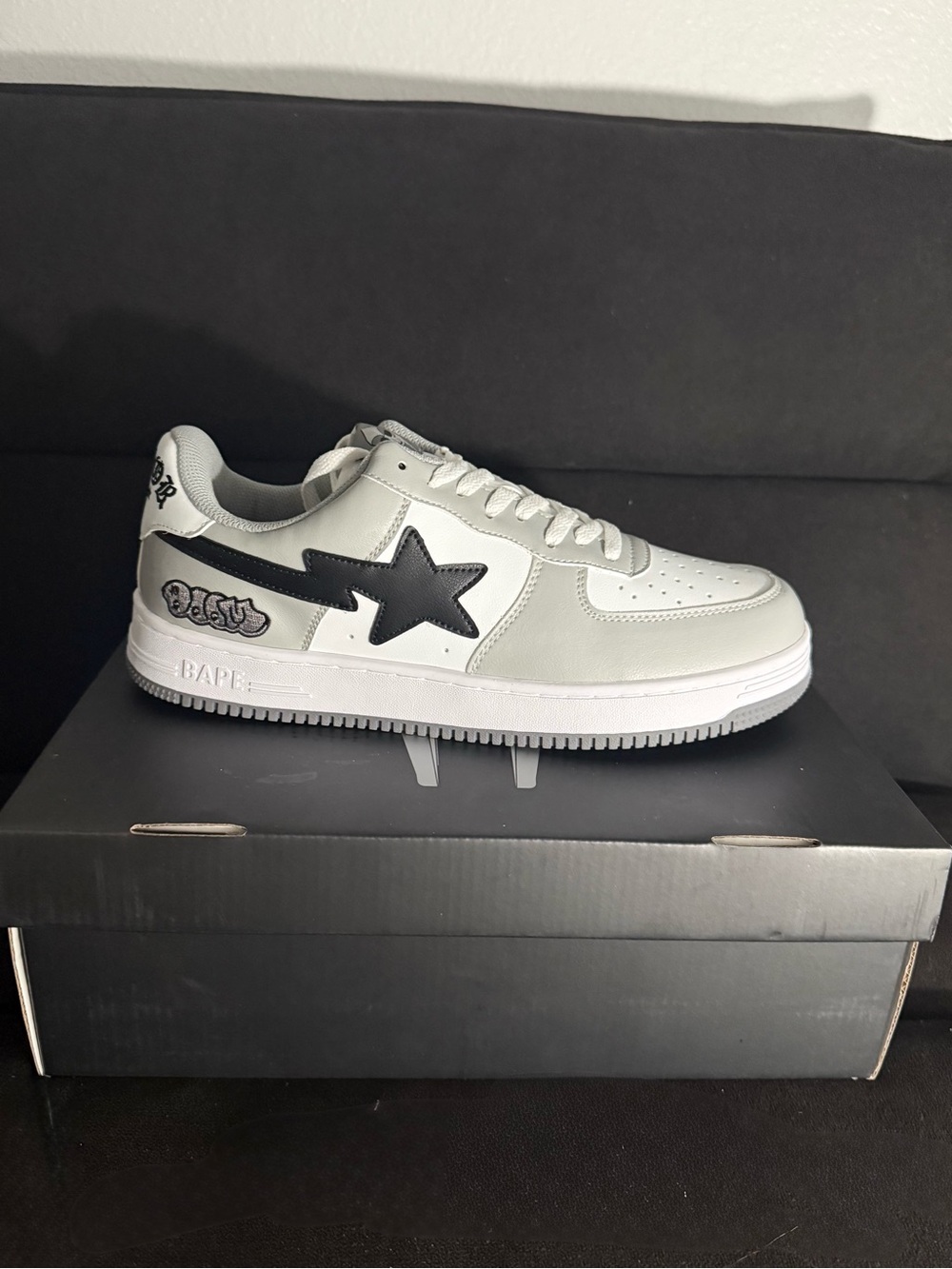Bape Sta Low Top Sneaker in White & Black